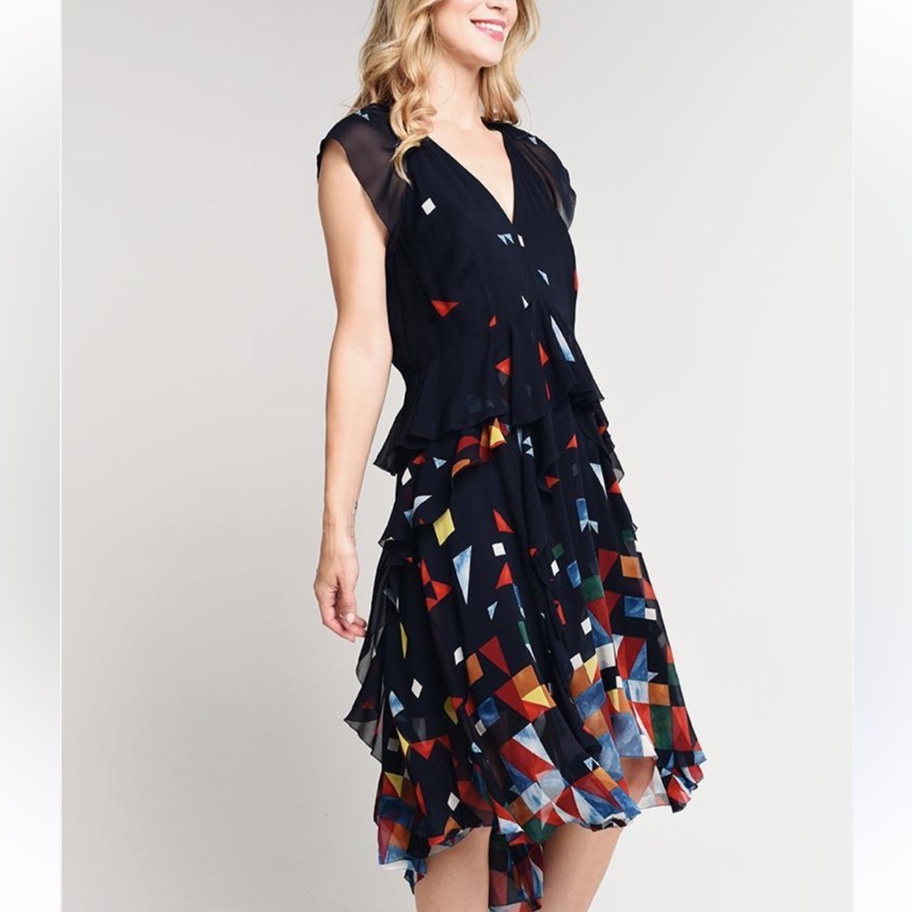Maison Cinqcent Colorful Geometric Pattern Dress size M